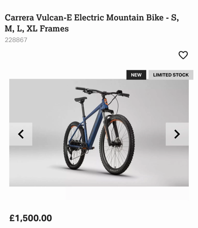 Carrera Vulcan E Electric Mountain Bike  -  18" 2021