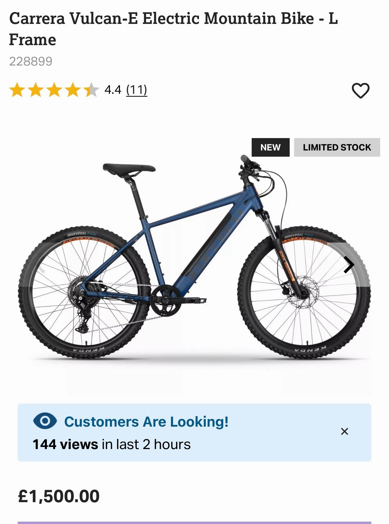 Carrera Vulcan E Electric Mountain Bike  -  18" 2021