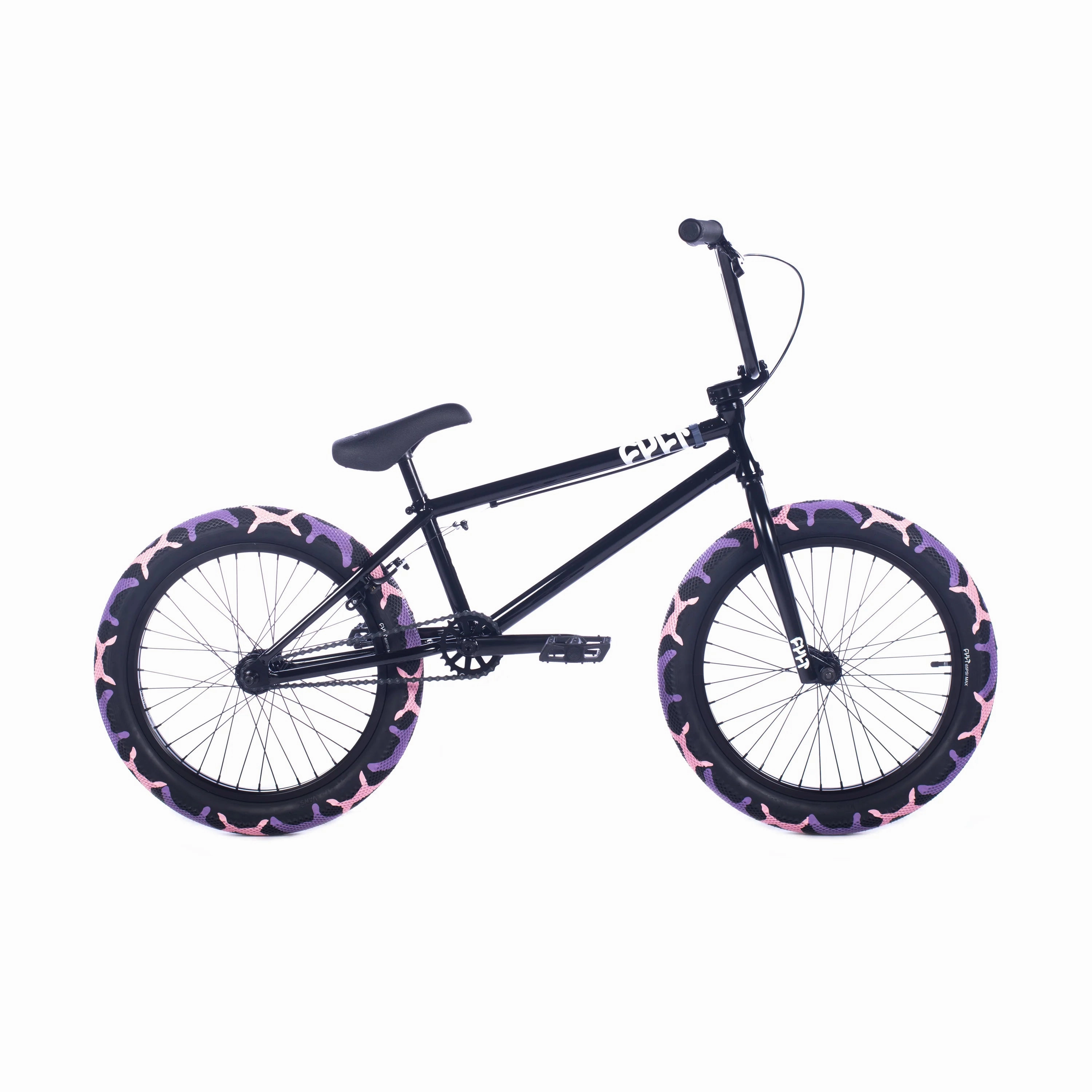 Cult Access 20 Complete BMX Bike - Black/Purps Camo Tires