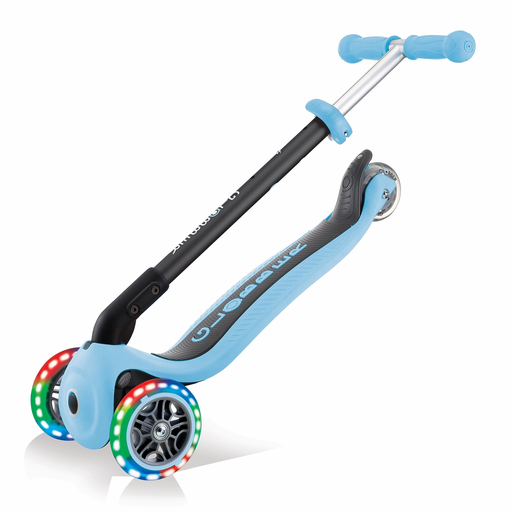Globber Go Up Foldable Scooter With Lights - Pastel Blue