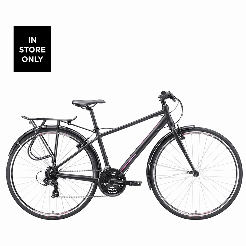 Malvern Star Womens Sprint 2 Commuter  Matt Black / Pink